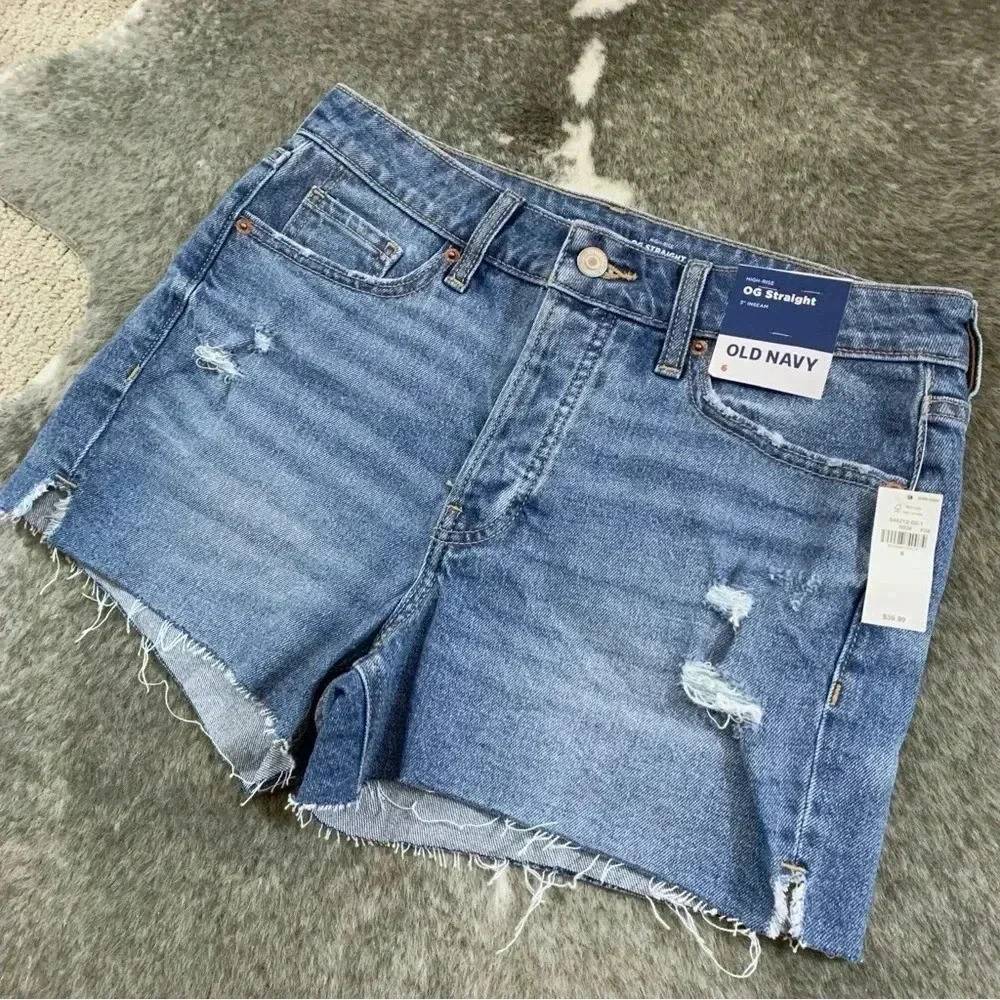 NWT High Rise OG Straight Denim Shorts - Picture 3 of 13